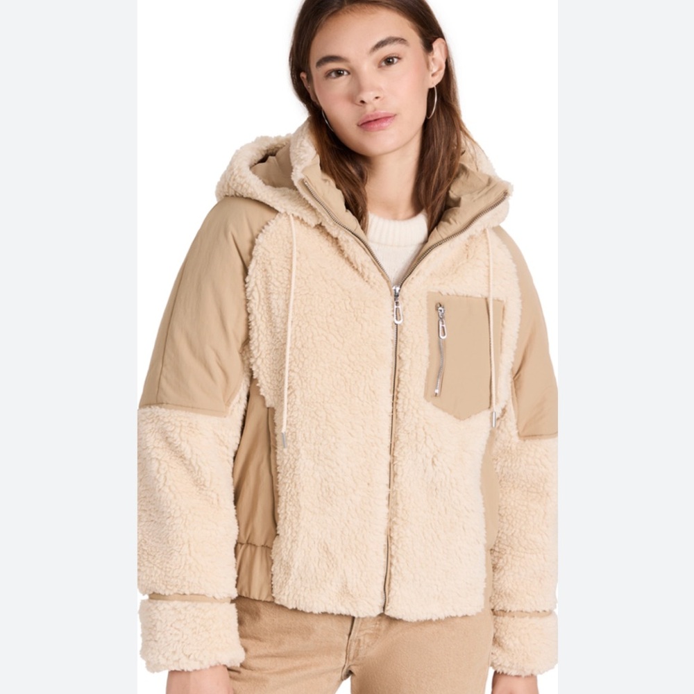 ba&sh Beige and Cream Sherpa Jacket
